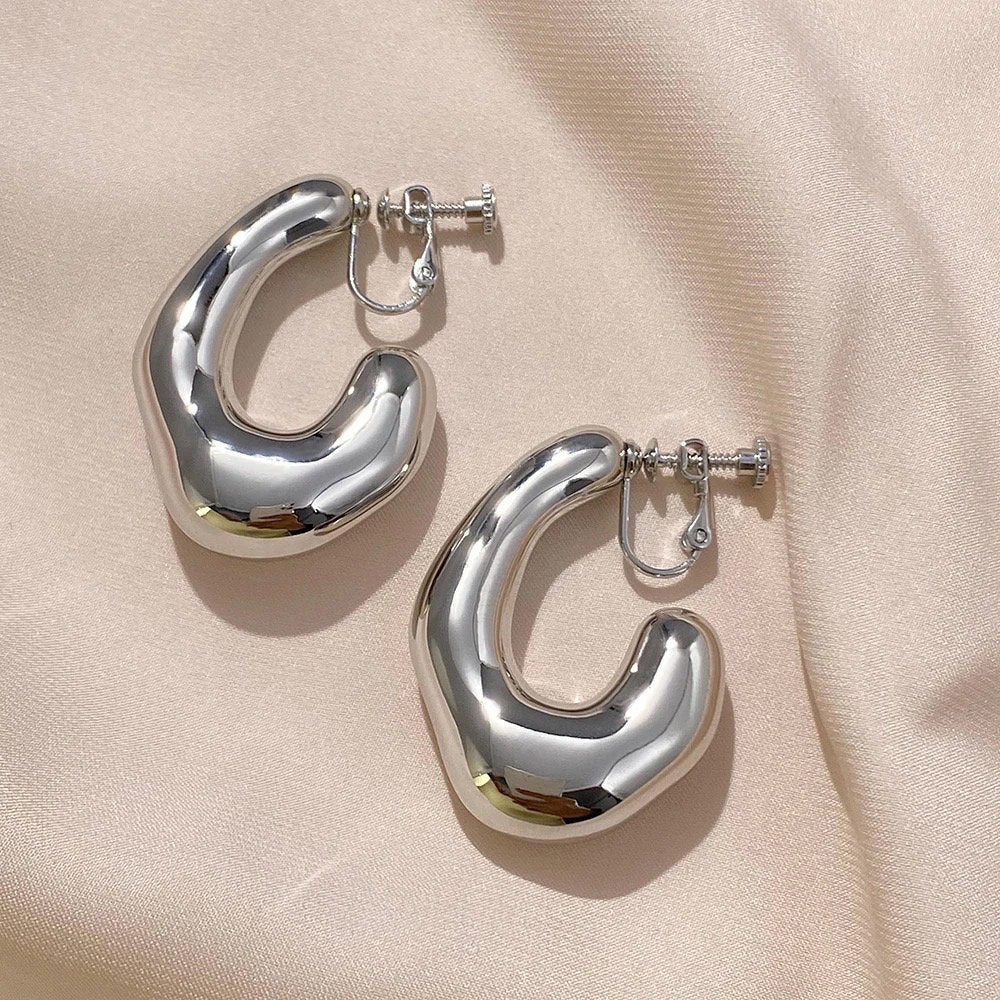 Chunky Hammered Clip-On Earrings