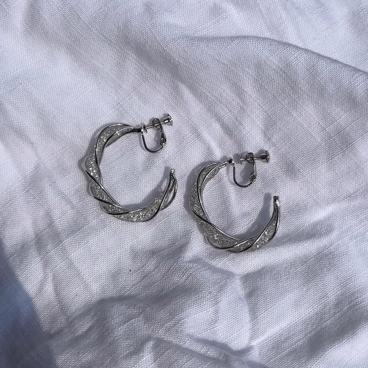 Glitter Chunky Silver or Gold Clip-On Hoop Earrings, 30mm/40mm Statement Hoops, 5mm Thick Clip-On Earrings for Non-Pierced Ears