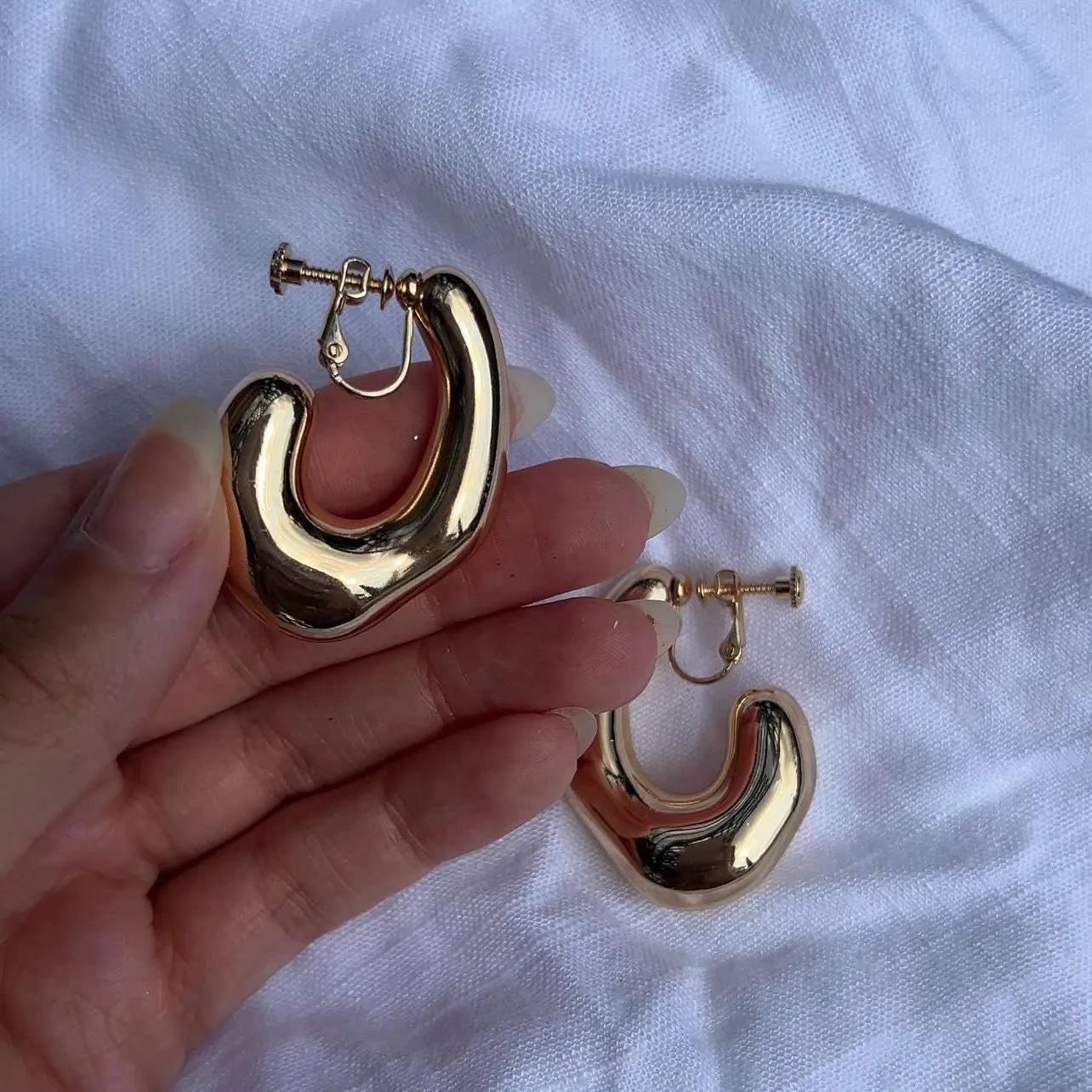 Chunky Hammered Clip-On Earrings