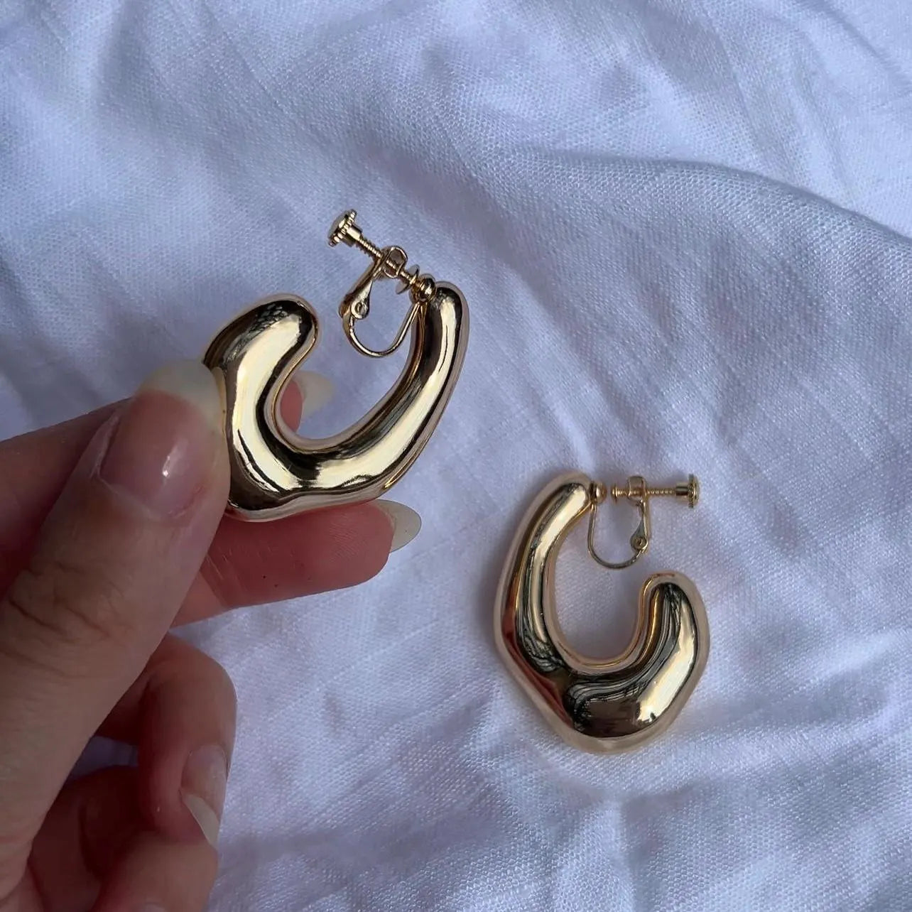 Chunky Hammered Clip-On Earrings