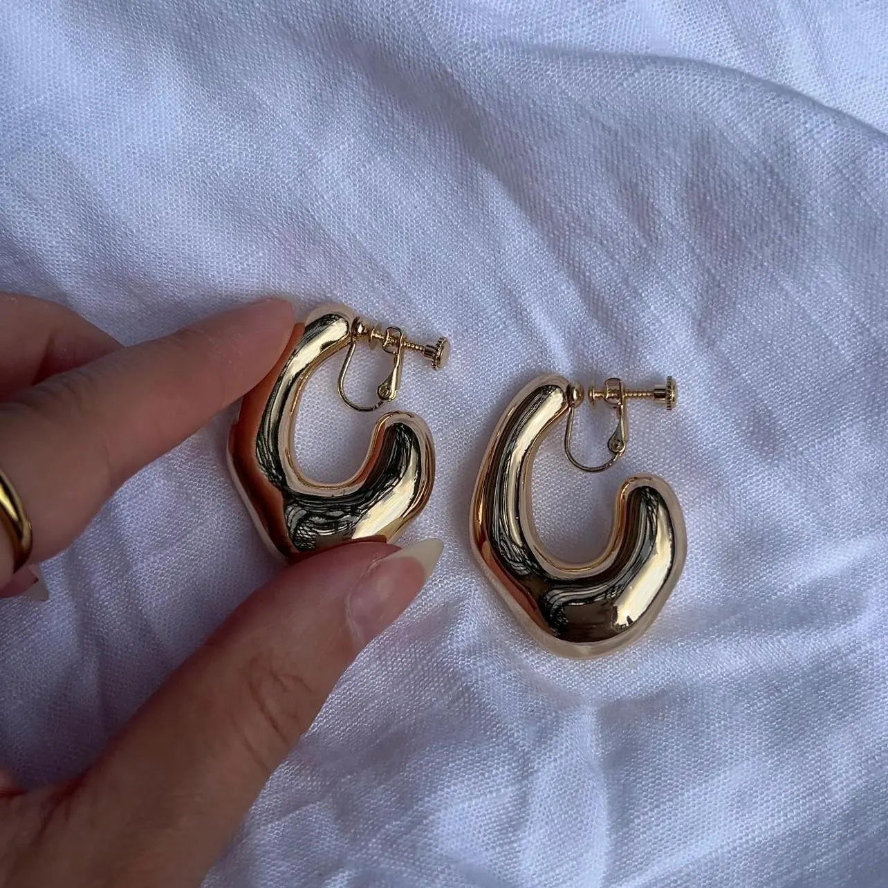 Chunky Hammered Clip-On Earrings