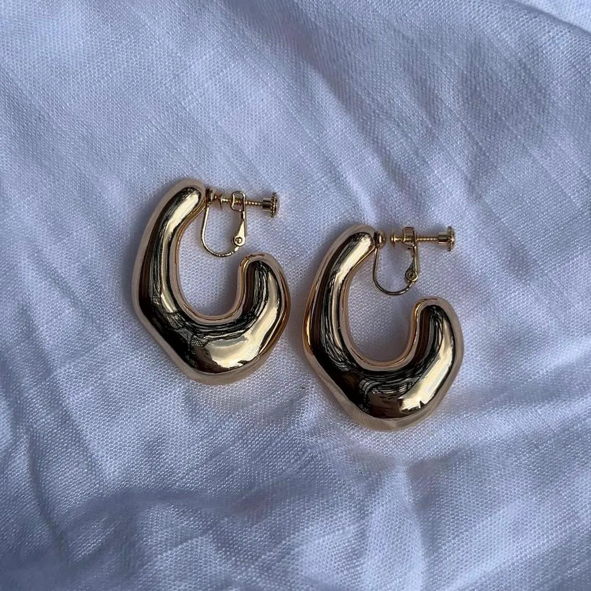 Chunky Hammered Clip-On Earrings