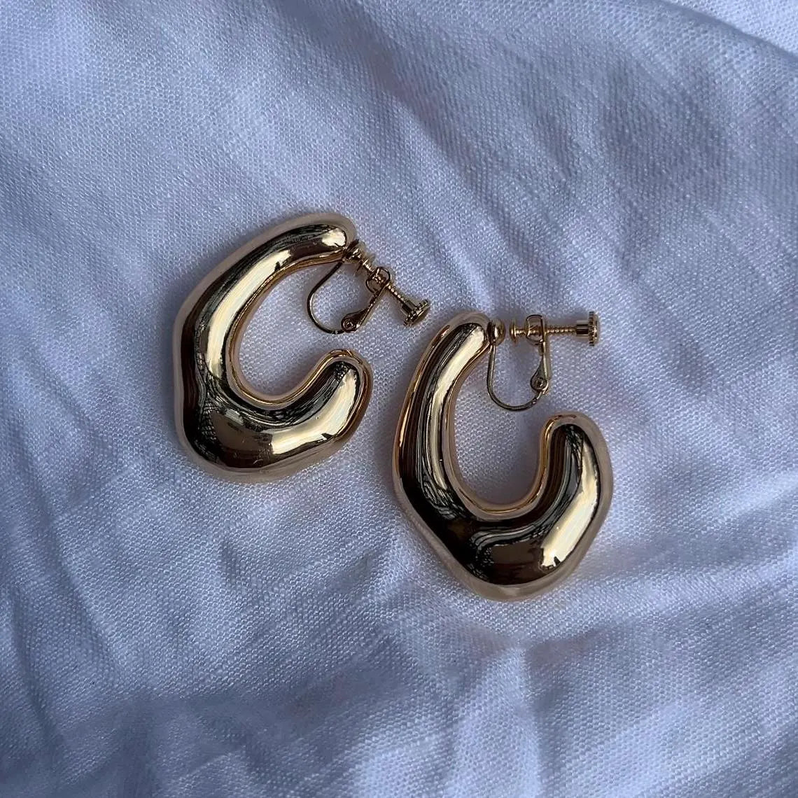 Chunky Hammered Clip-On Earrings