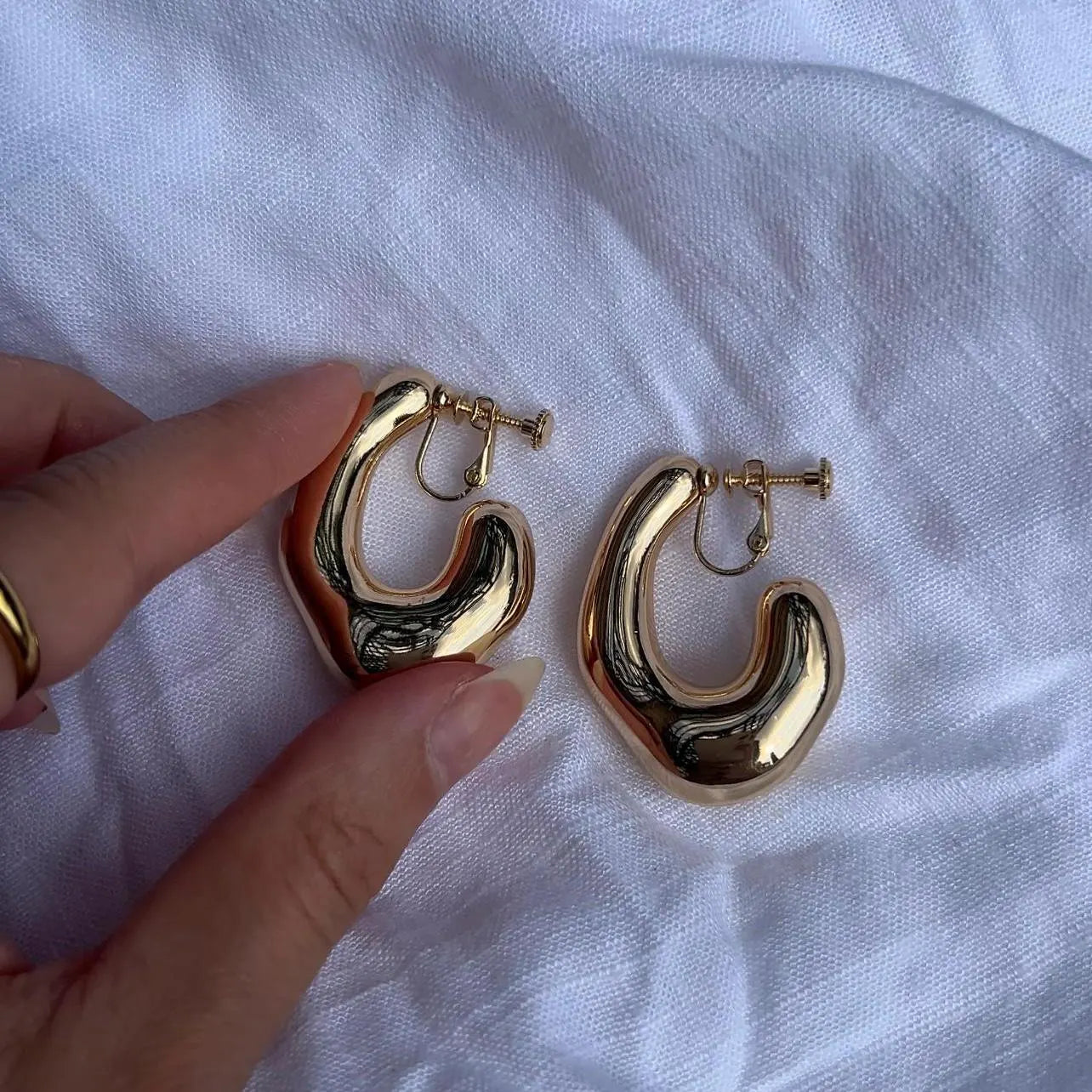 Chunky Hammered Clip-On Earrings